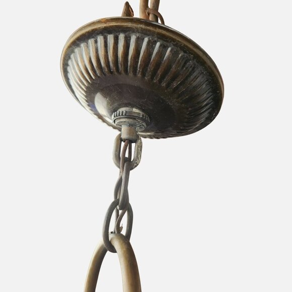 Vintage Copper Hanging Pendant Light Fixture Underwriters Laboratories - Picture 6 of 9